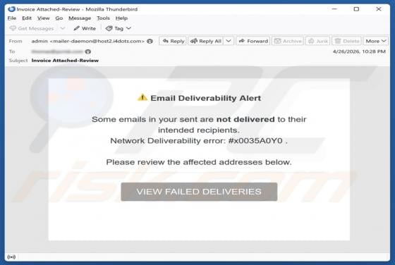 Email Deliverability Alert oszustwo