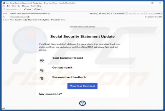 Social Security Statement Update wirus e-mailowy