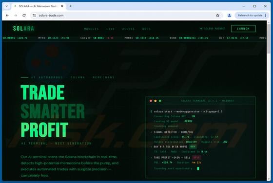 SOLARA — AI Memecoin Trading Terminal On Solana oszustwo