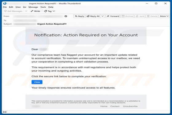 Update Related To Account Verification oszustwo e-mailowe