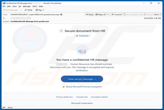 Secure Document From HR oszustwo e-mailowe