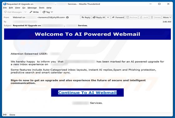 AI Powered Webmail oszustwo