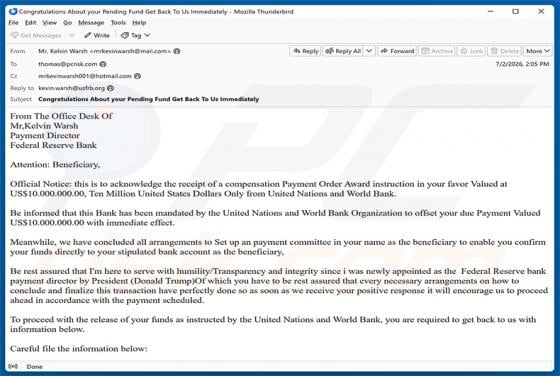 Payment Order Award oszustwo e-mailowe