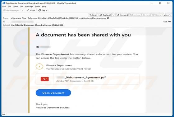 Finance Department Secure Document wirus e-mailowy