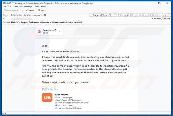 Misdirected Payment oszustwo e-mailowe