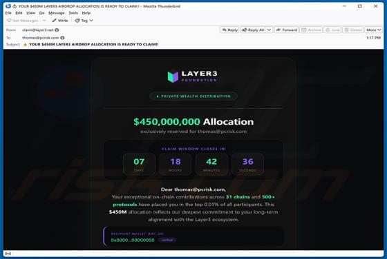 Layer3 Airdrop oszustwo e-mailowe