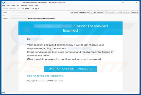 Server Password Expired oszustwo e-mailowe