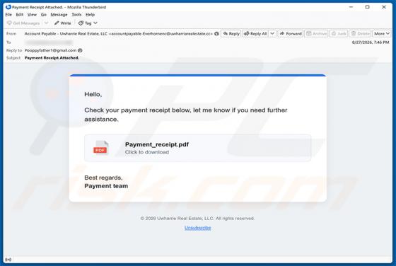 Payment Receipt oszustwo e-mailowe
