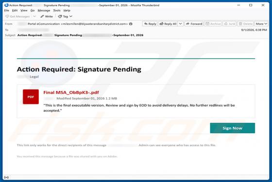 Action Required: Signature Pending wirus e-mailowy