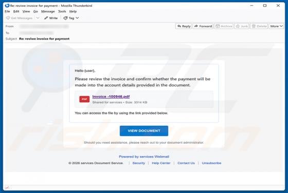 Review The Invoice And Confirm The Payment oszustwo e-mailowe